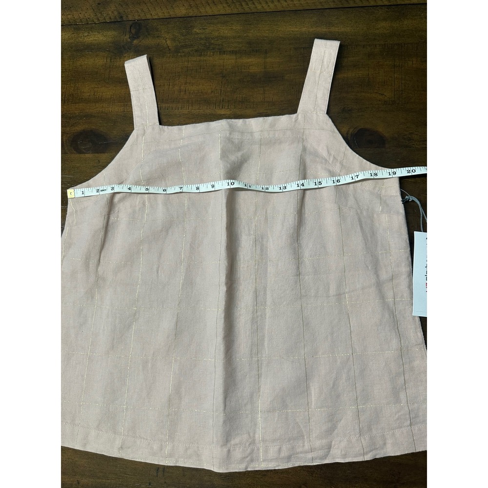 Liz Claiborne Womens Rose Quartz Plaid Linen Blend Tank Top Pink Gold Metallic M - Picture 7 of 8